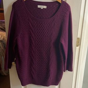 Beautiful dark mauve cable knit sweater
